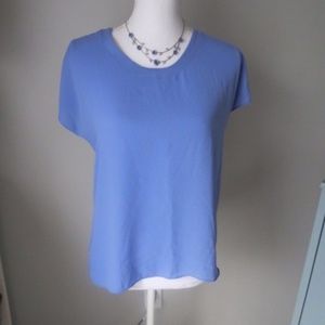 LOFT Petite S blue slit sleeve top